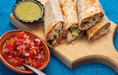 Chicken Burritos with salsa